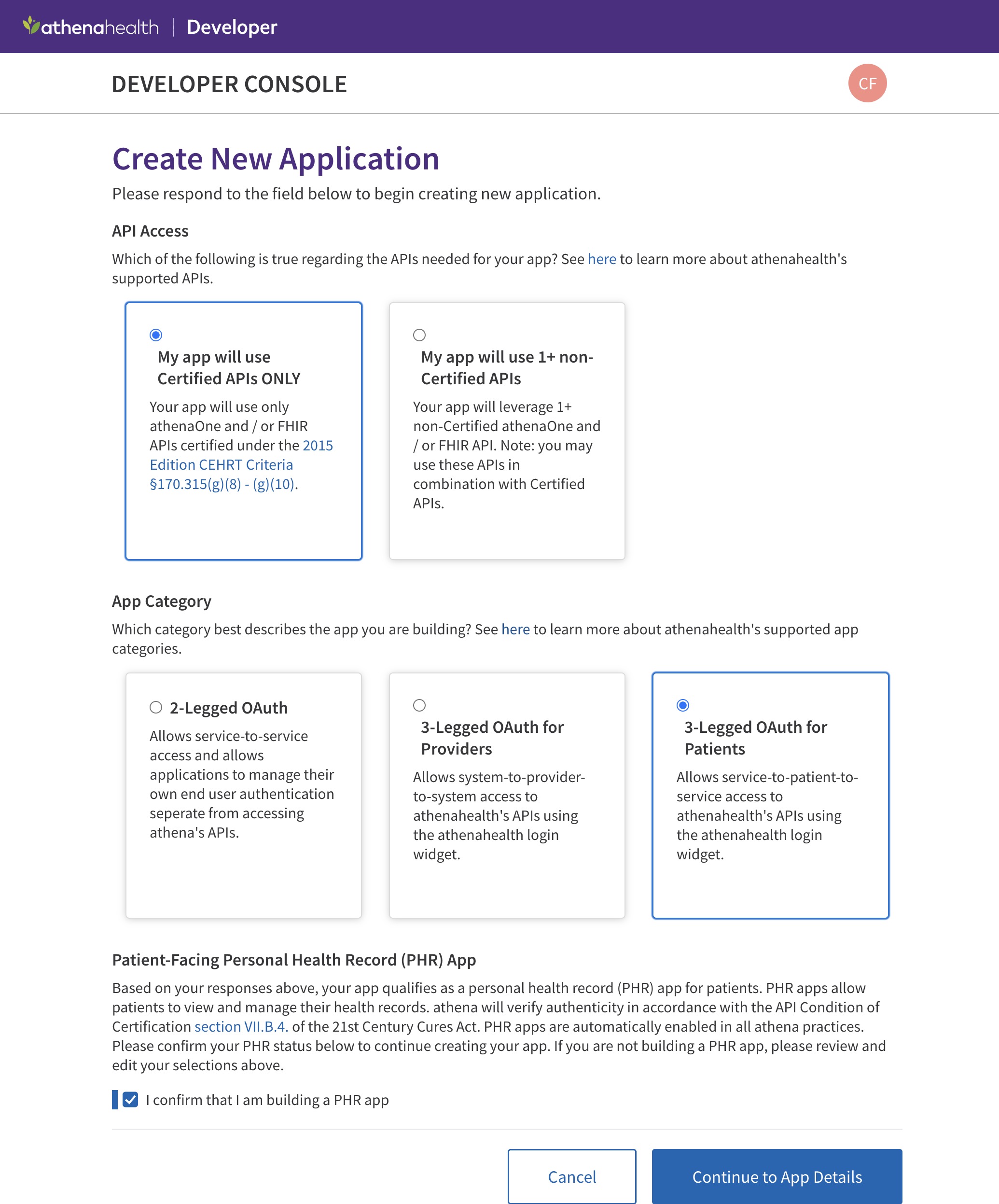 Certified API and Auth Selection